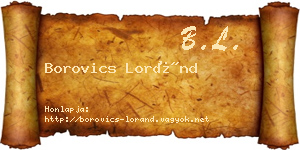 Borovics Loránd névjegykártya